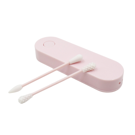 2 cotons tiges réutilisables  boite de rangement - Rose